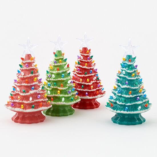 Blue Lighted Ceramic Christmas Tree 12"