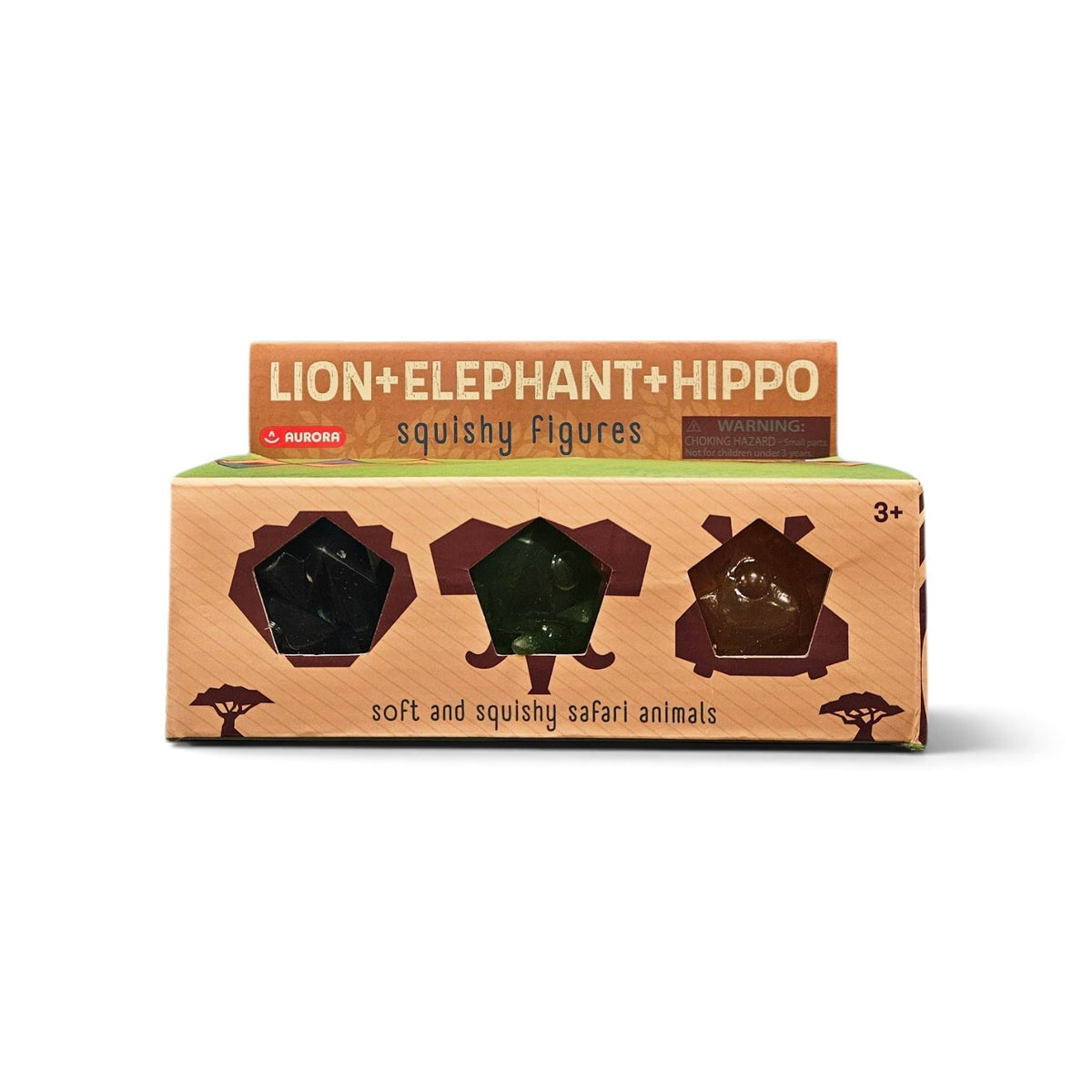 Safari Lion Elephant Hippo Squishy Figures Set