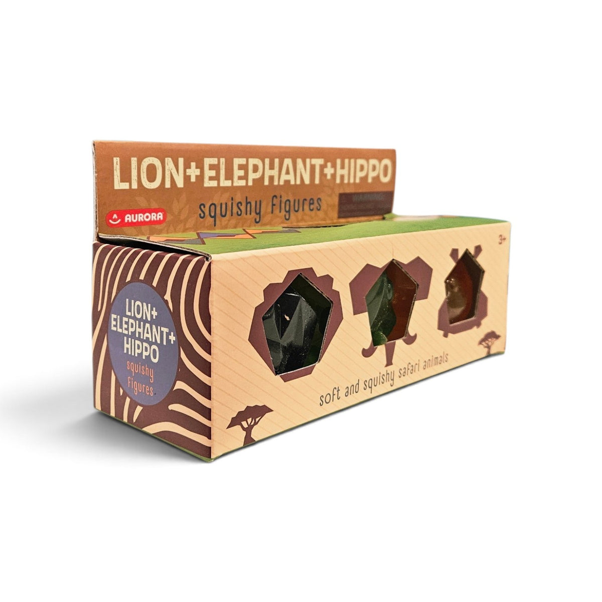 Safari Lion Elephant Hippo Squishy Figures Set