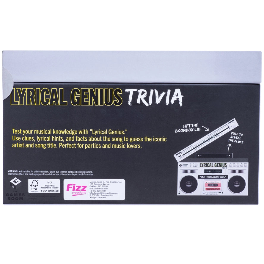 Lyrical Genius Music Trivia Game