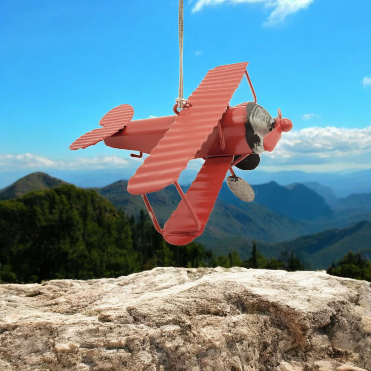 Metal Airplane Ornament Red, Blue, OR Yellow