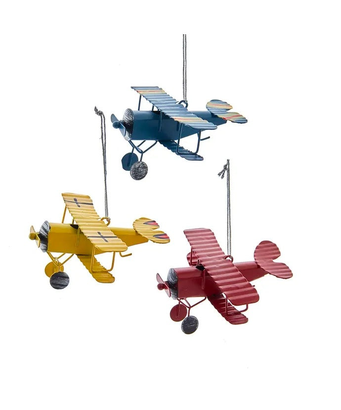 Metal Airplane Ornament Red, Blue, OR Yellow