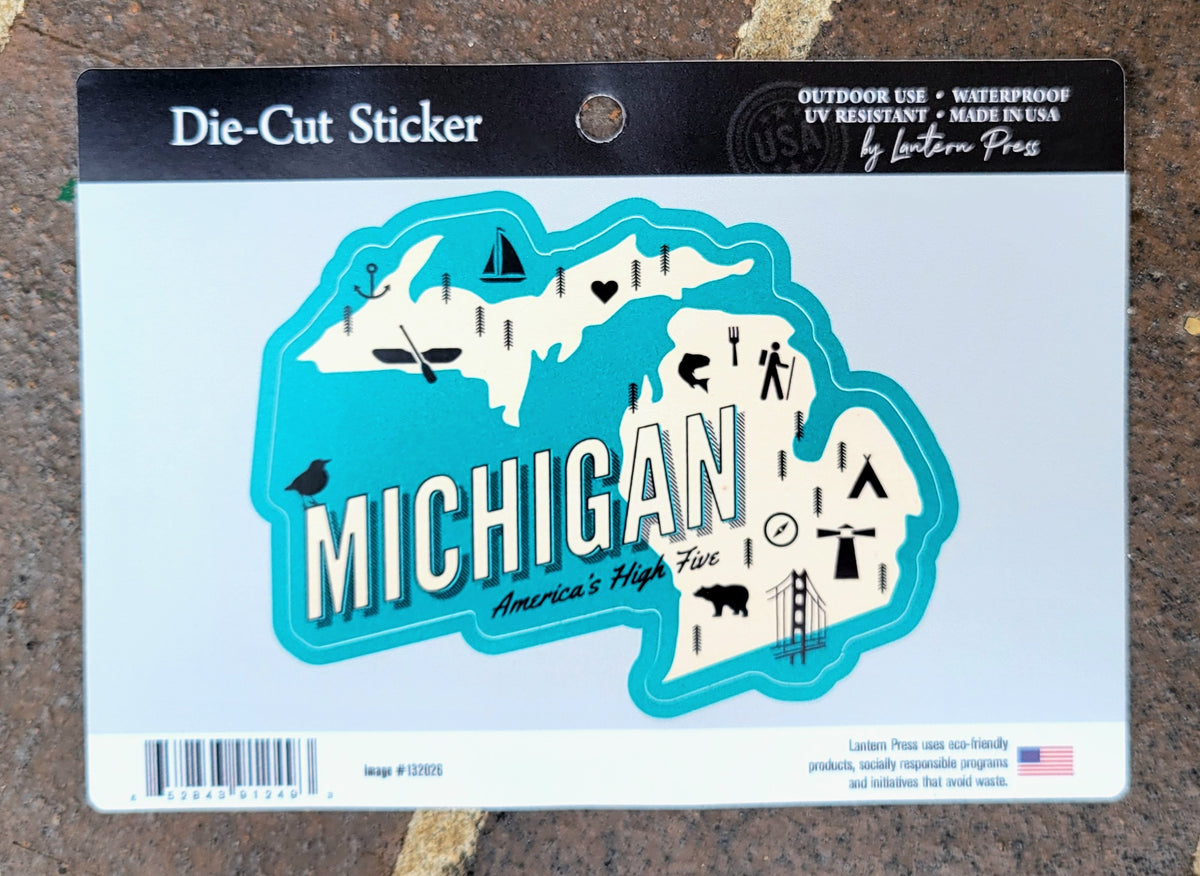 Michigan Turquoise Die Cut Sticker