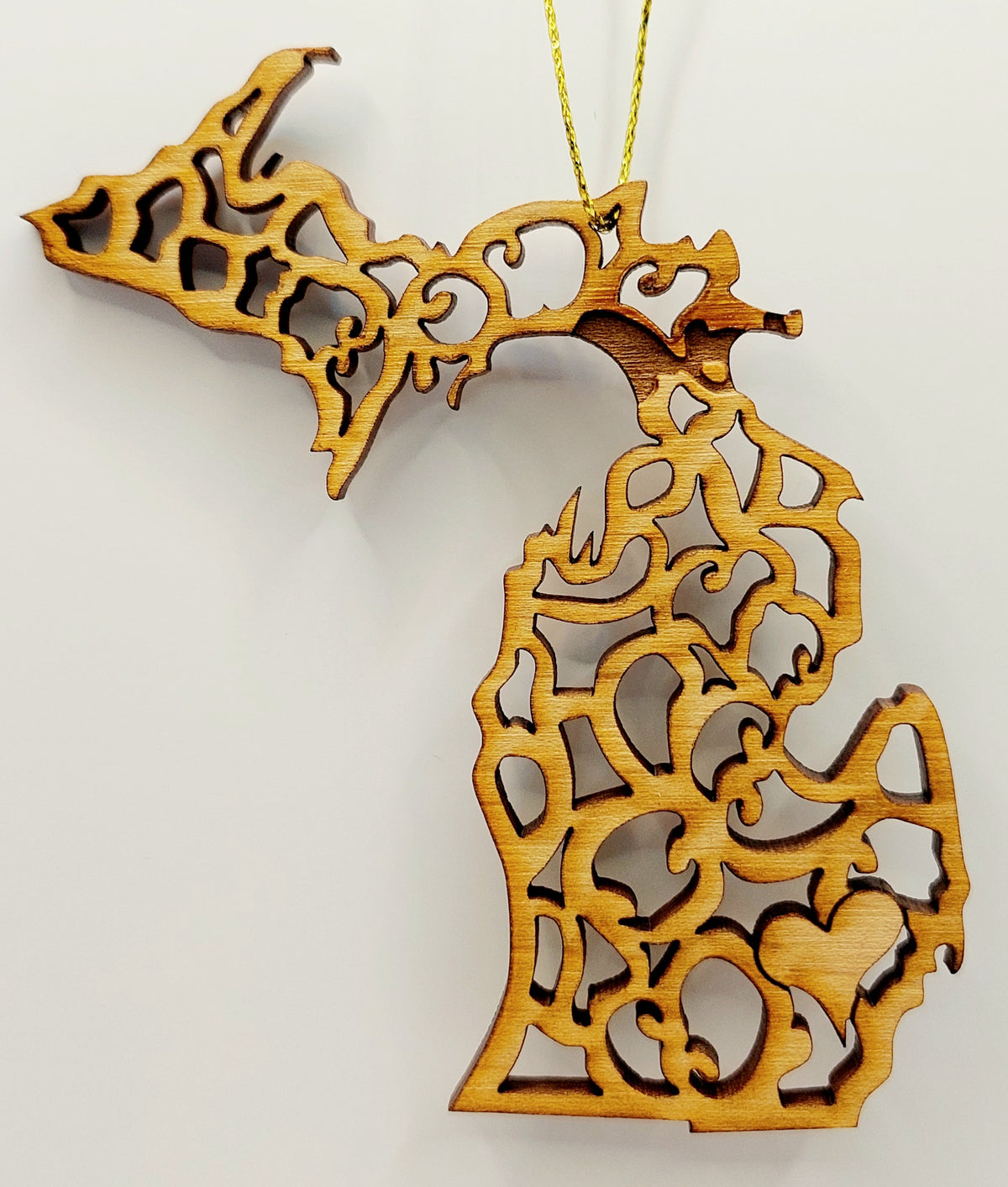 Michigan Wooden Map Ornament Christmas