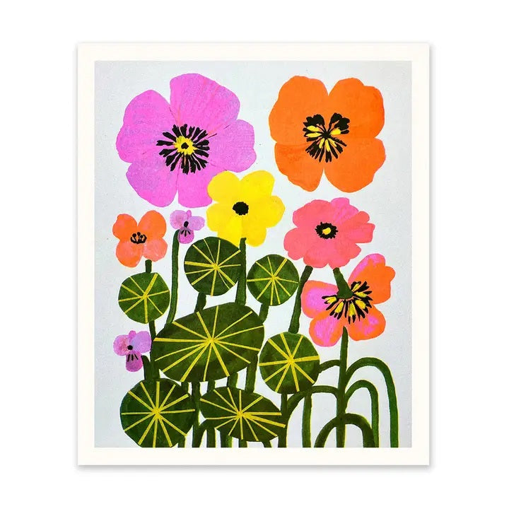 Nasturtiums Risograph Print 12"x10"