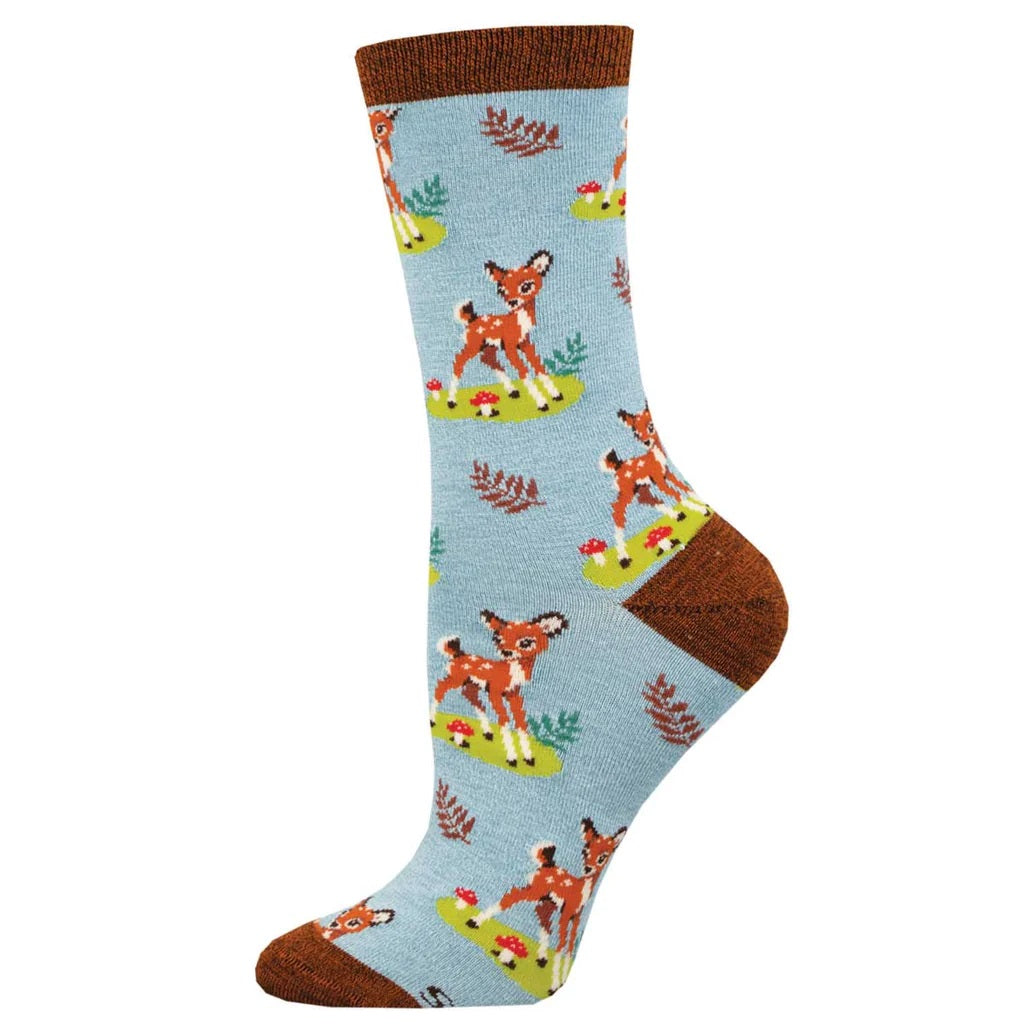 Oh Deer You're Cute Women's Bamboo Socks Blue Heather