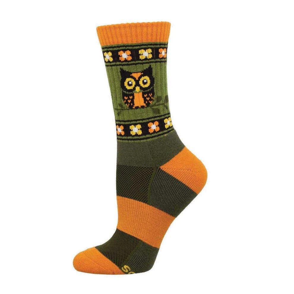 Owl Alert Women's Wool Crew Socks Green