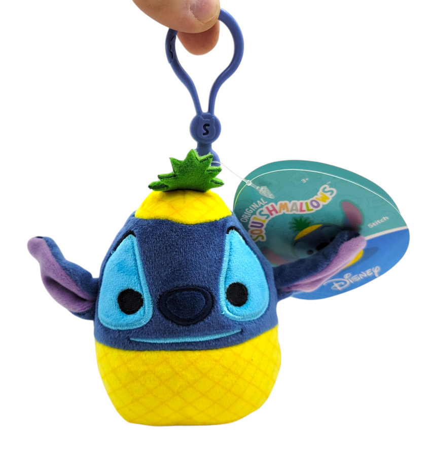 Disney Squishmallows Clip-on Plush 3.5" Pineapple Stitch