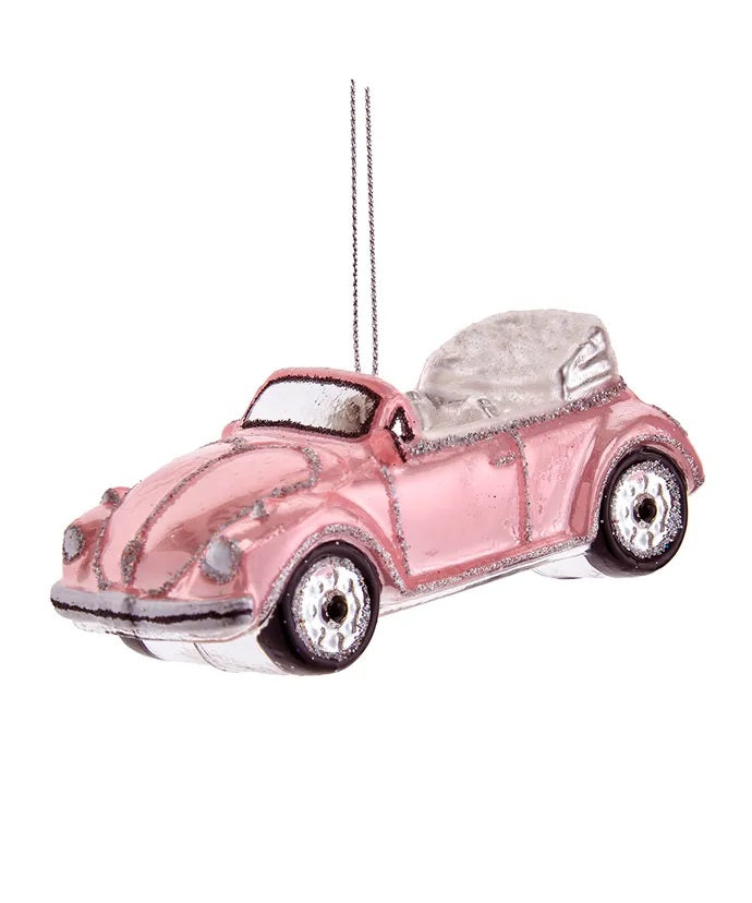 Pink 60's Convertible Glass Ornament 4.5"