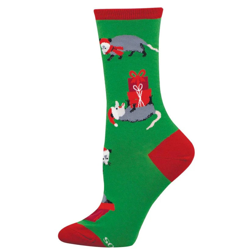 Possum Presents Women's Crew Socks Green