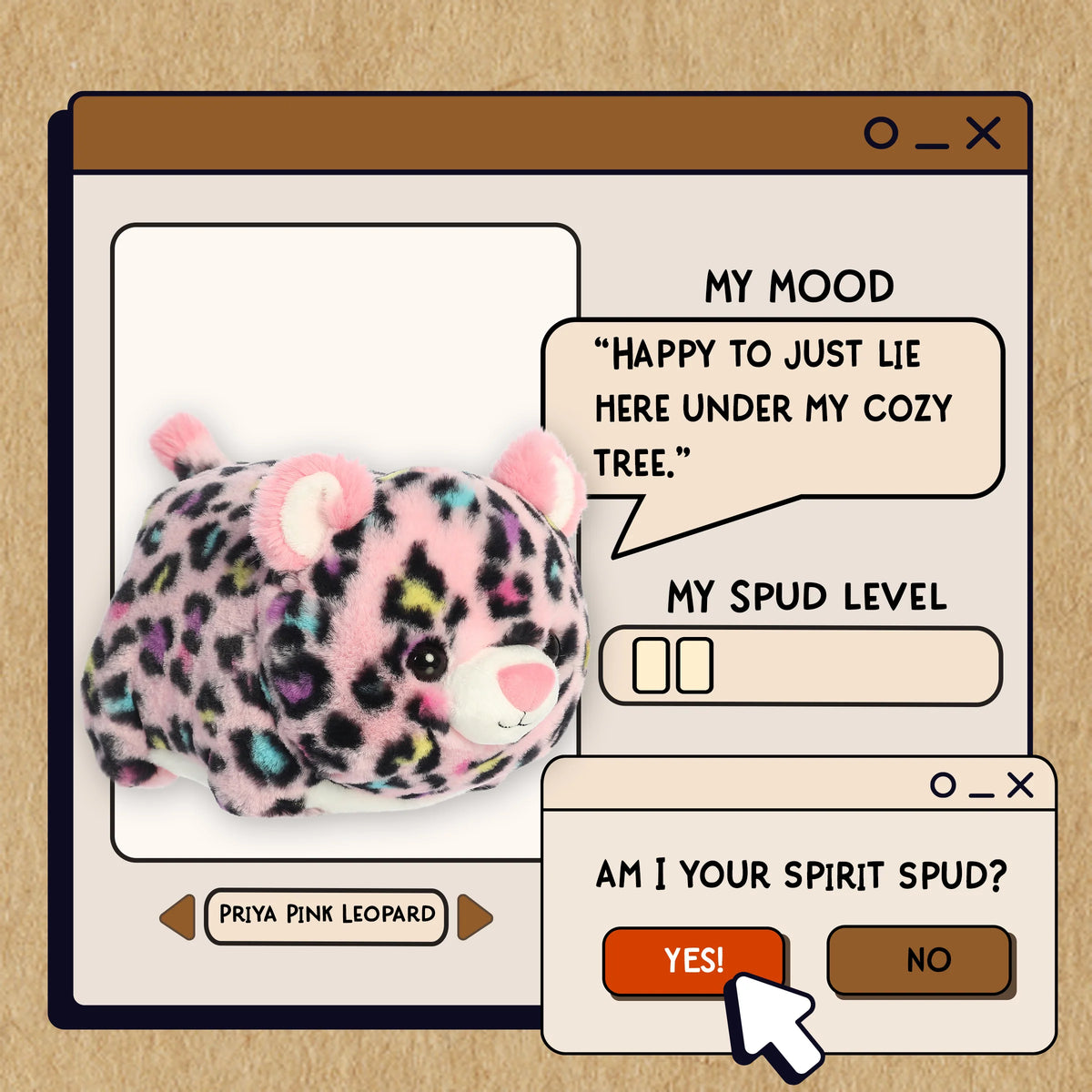 Priya Pink Leopard Spudsters Plush 10"