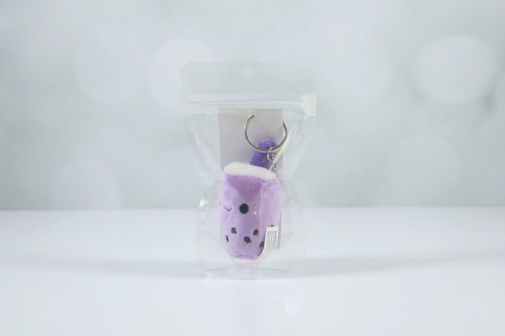 Purple Boba Tea Plush Keychain