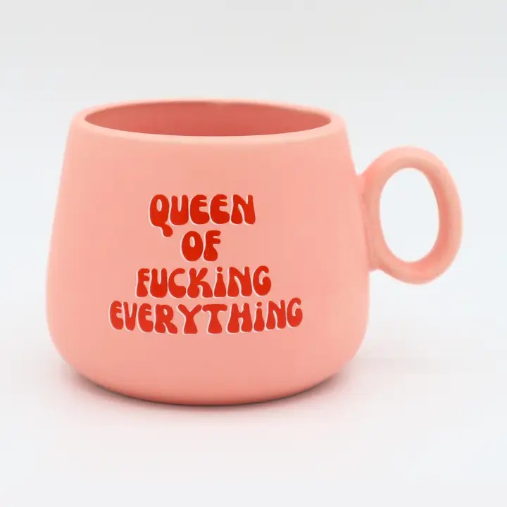 Queen Of Fucking Everything Pink Cappuccino Mug