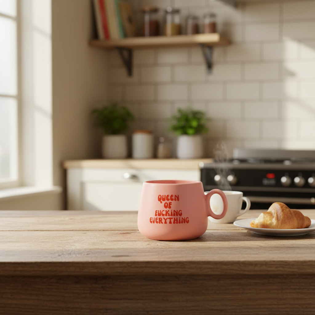 Queen Of Fucking Everything Pink Cappuccino Mug