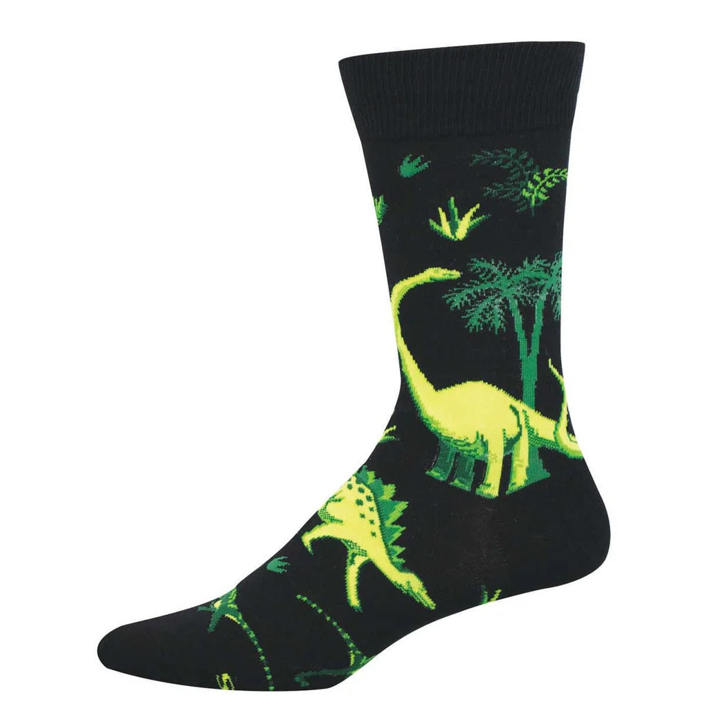 Scenic Dinos Men's Crew Socks Black