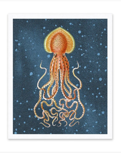 Giant Squid Risograph Print 12"x10"