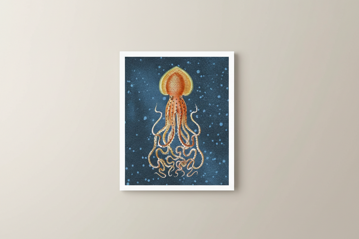 Giant Squid Risograph Print 12"x10"