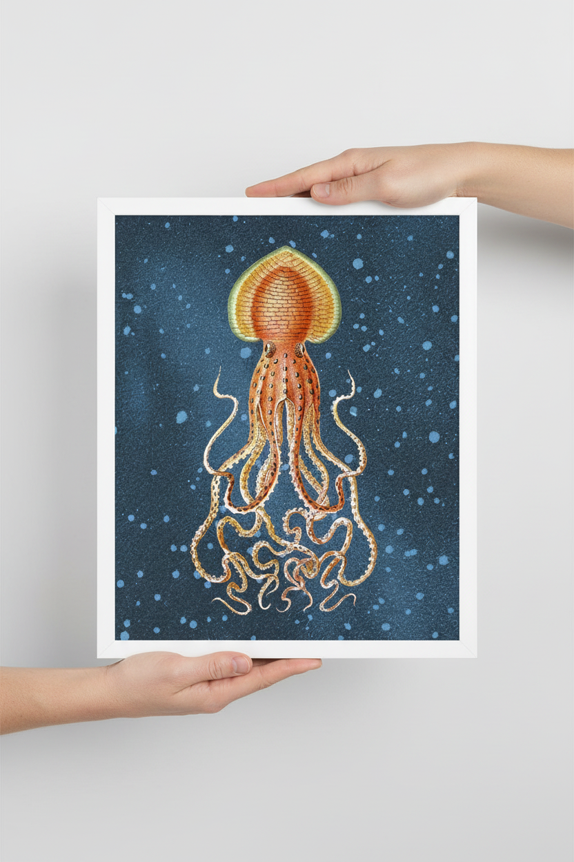 Giant Squid Risograph Print 12"x10"