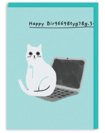 Card Laptop Ken The Cat Birthday