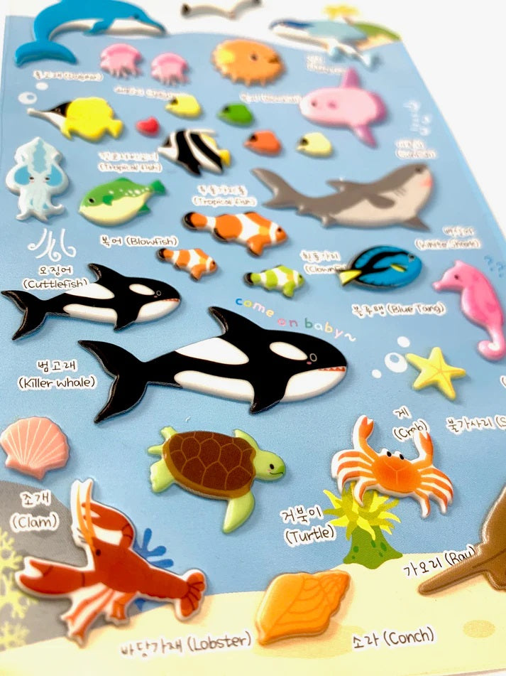 Sea Animals Soft Puffy Stickers Funny Sticker World