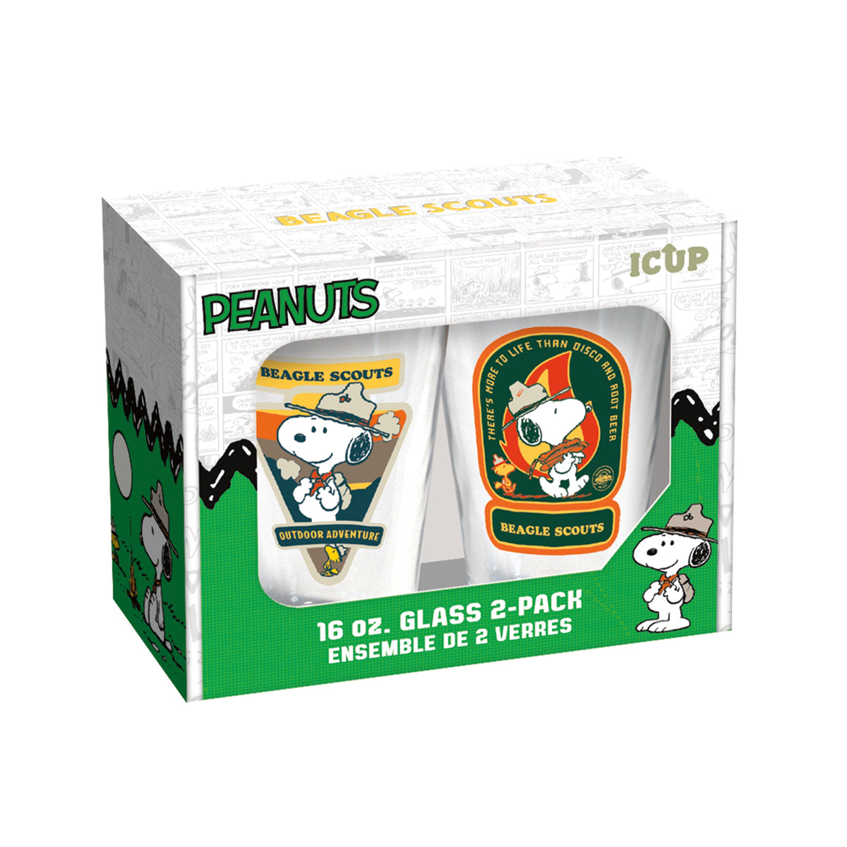 Peanuts Beagle Scouts 16 oz Drinking Glass 2-Pack