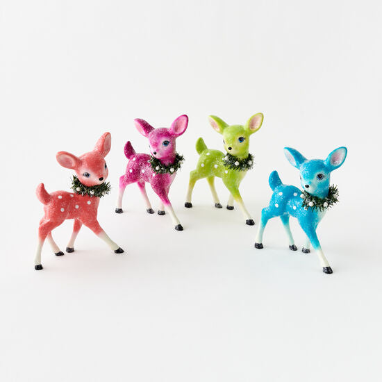 Glitter Deer With Wreath Assorted 9" (LIME GREEN & MAGENTA ONLY)