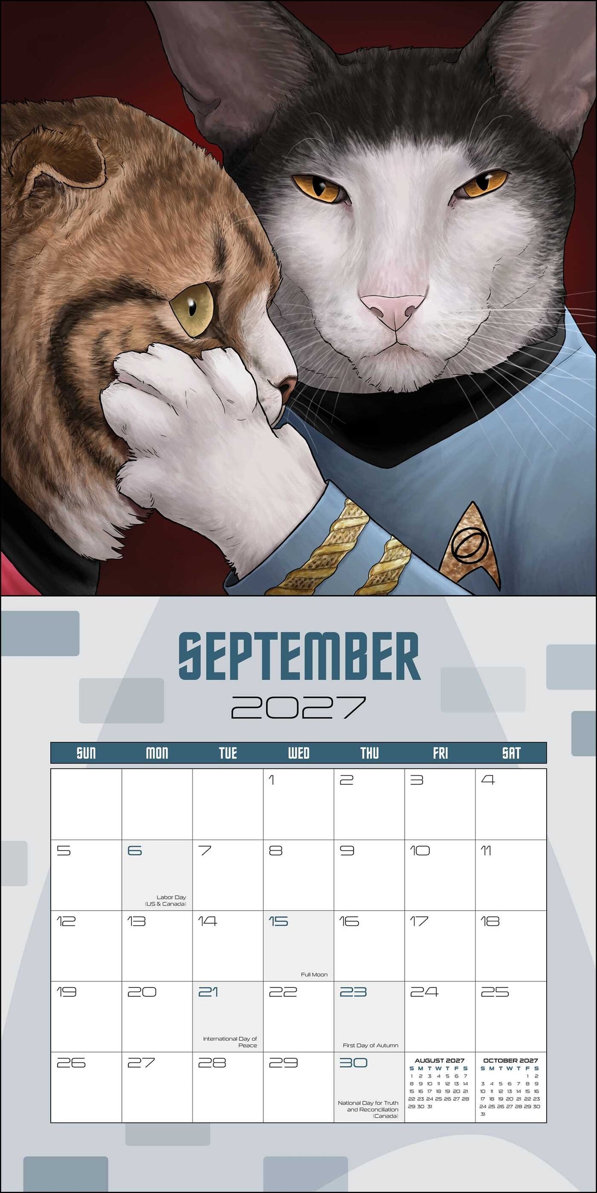 Star Trek Cats 2027 Wall Calendar