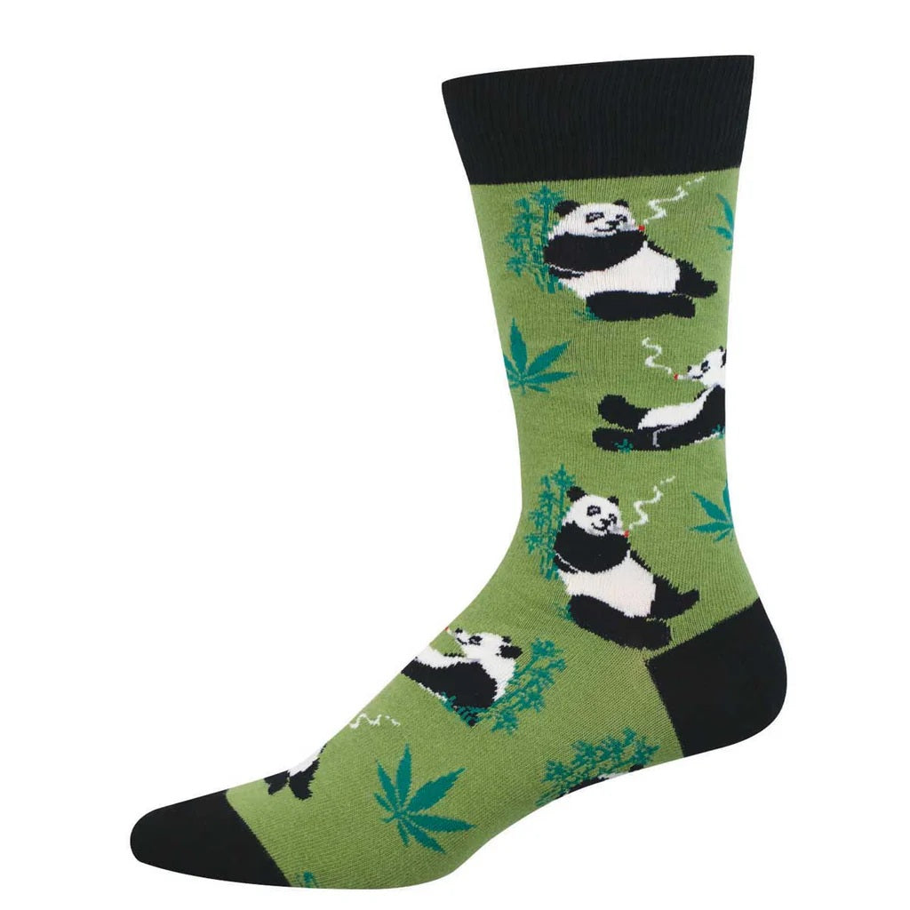 Stoner Pandas Men's Crew Socks Green
