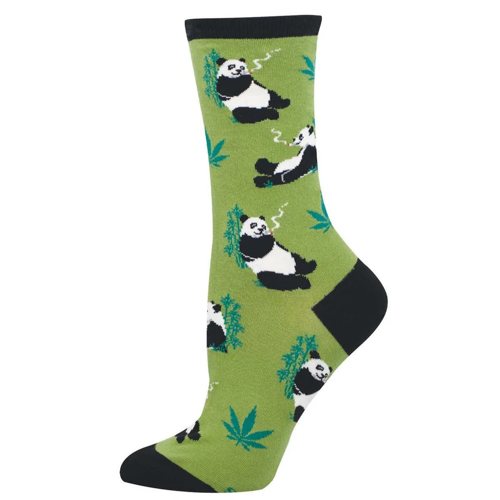 Stoner Pandas Women's Crew Socks Green