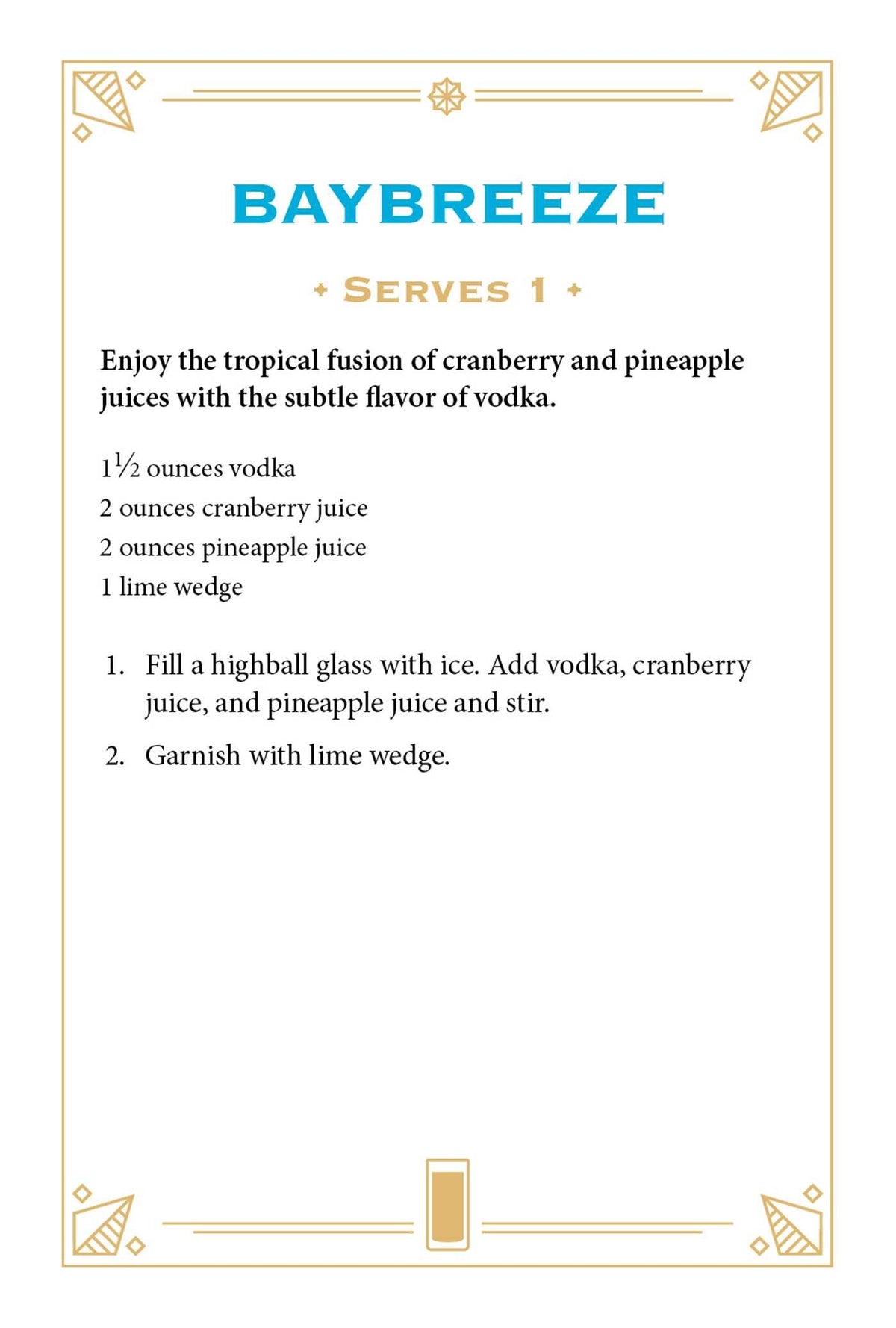 Vodka Drink Recipe Dictionary Deck