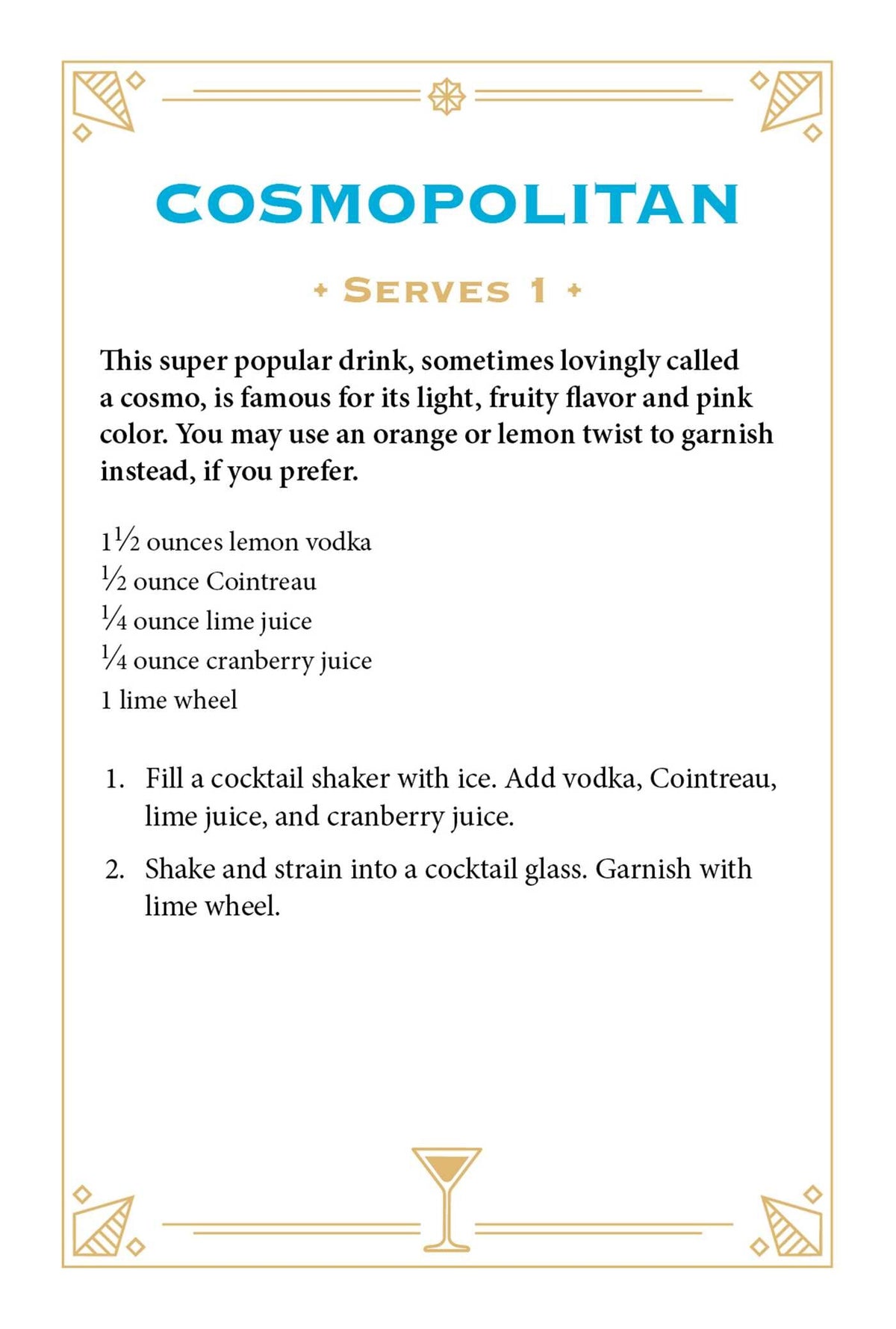Vodka Drink Recipe Dictionary Deck