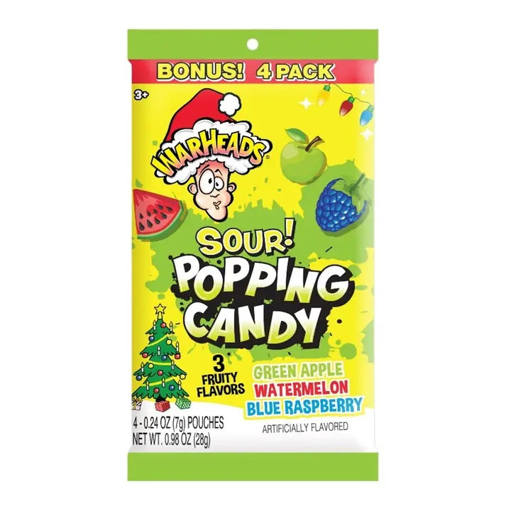 Warheads Christmas Sour Popping Candy 4 pk