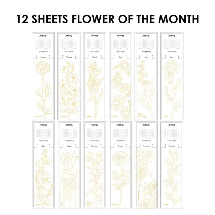 Water Coloring Bookmarks Flowers Set of 12
