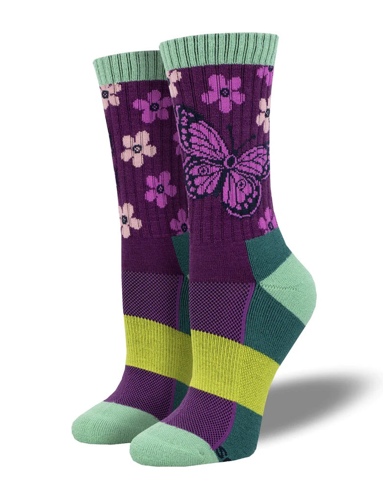 Wild Wings Butterfly Women's Wool Crew Socks Purple