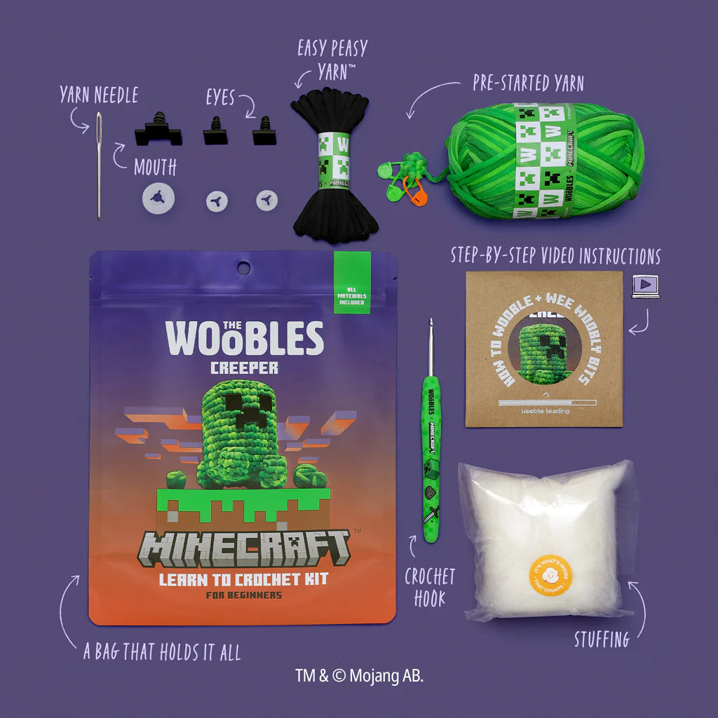 Woobles Minecraft Creeper Beginner Crochet Kit