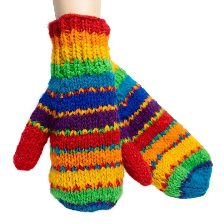 Wool Lined Rainbow Mittens