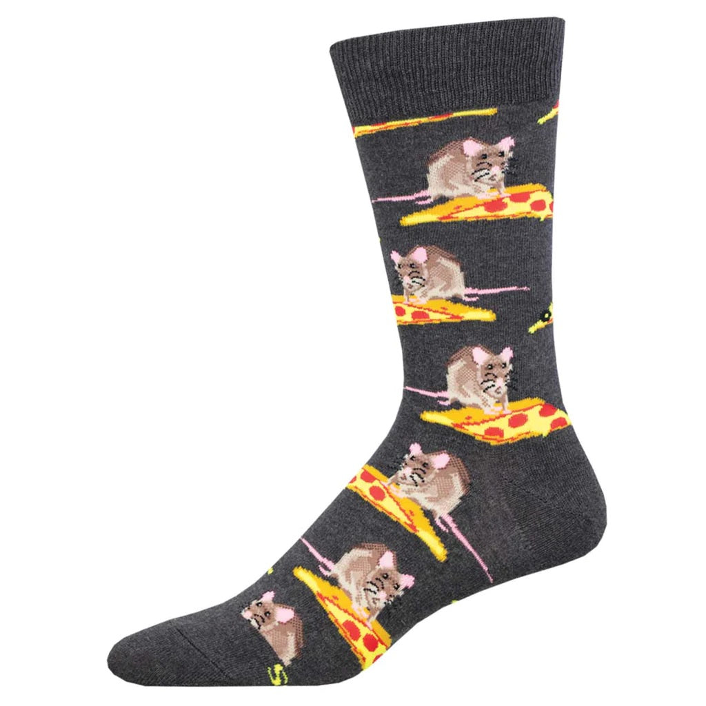 You Wanna Pizza Me Men's Crew Socks Charcoal Heather