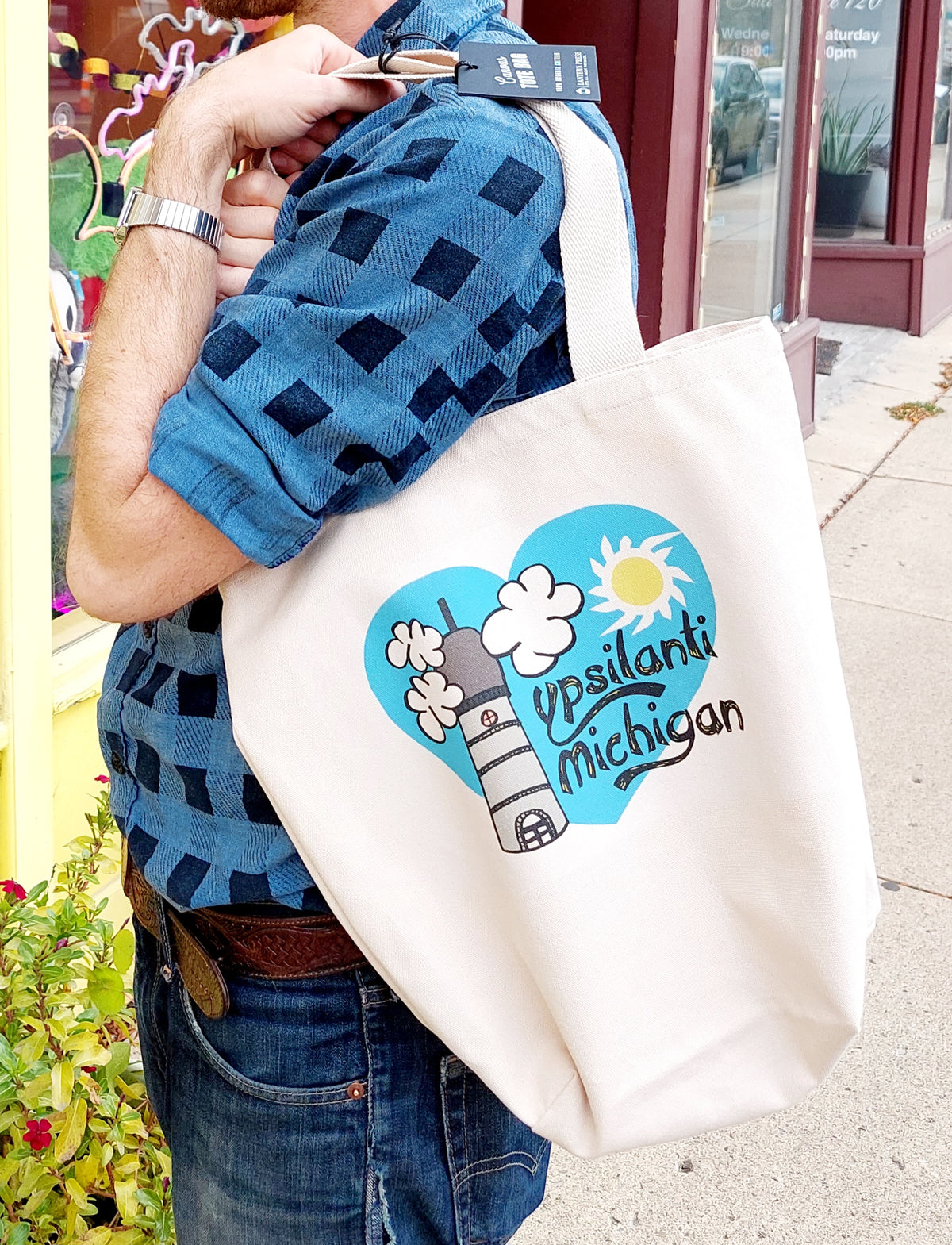 Ypsilanti Cartoon Tote Bag Large Logo