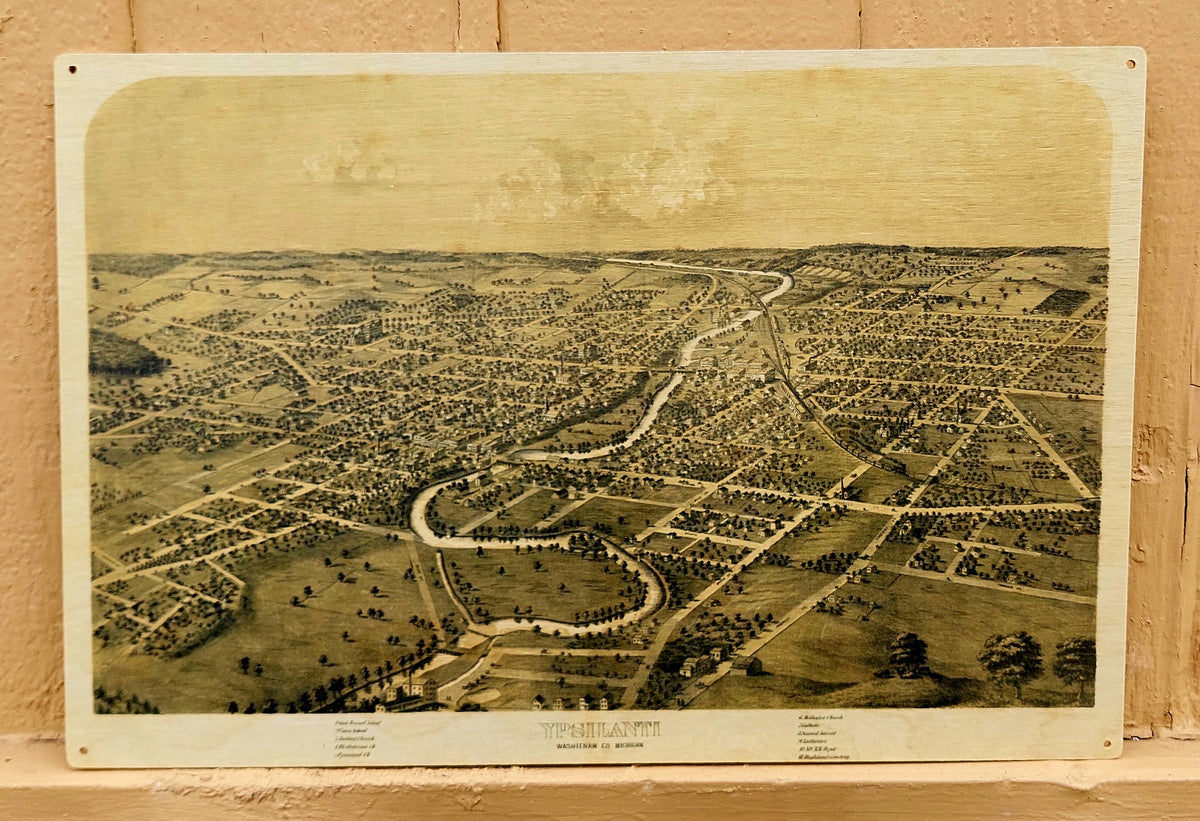 Ypsilanti Panoramic Wooden Sign