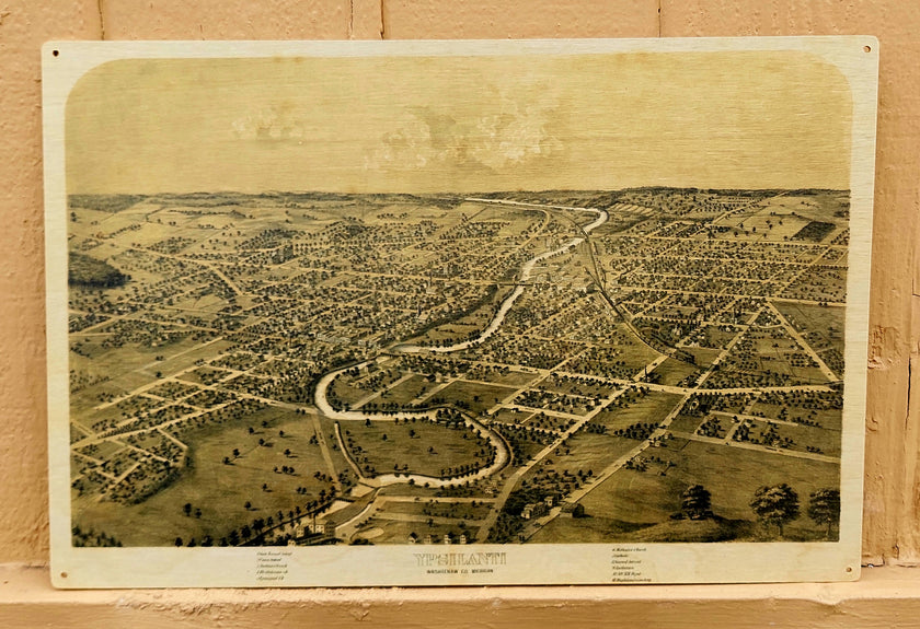 Ypsilanti Panoramic Wooden Sign