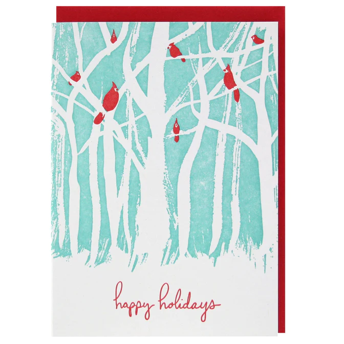 Card Birds In Woods Holiday Christmas