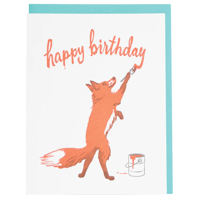 Card Fox Painter Birthday