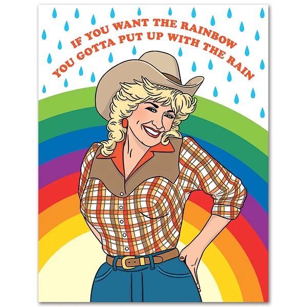 Card If You Want Cowgirl Rainbow Dolly Parton