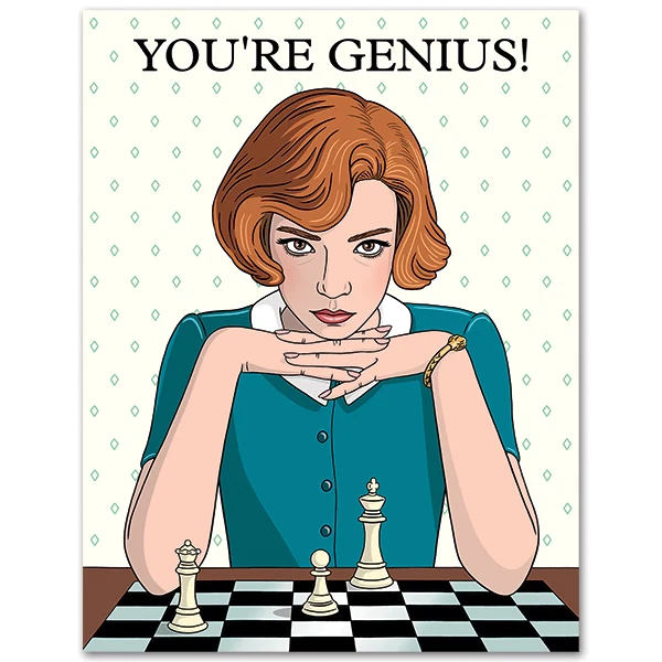 Card You're Genius Happy Birthday Queen's Gambit