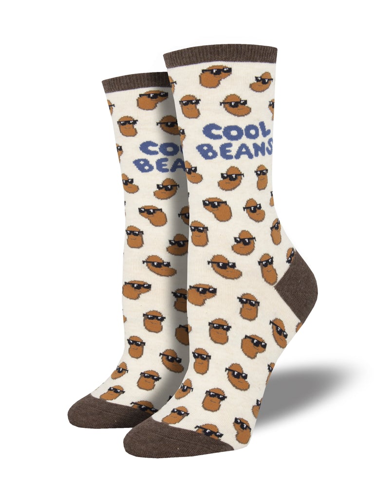 Cool Beans Women's Crew Socks Ivory Heather