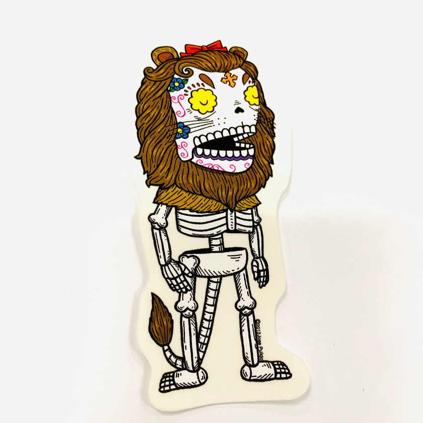 Cowardly Lion Sugar Skull Sticker