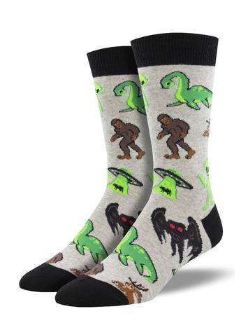 Cryptids Men's Crew Socks Gray Heather