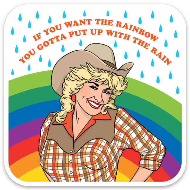 Dolly Parton Cowgirl Rainbow Die Cut Sticker
