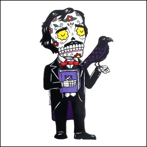 Edgar Allan Poe Sugar Skull Sticker