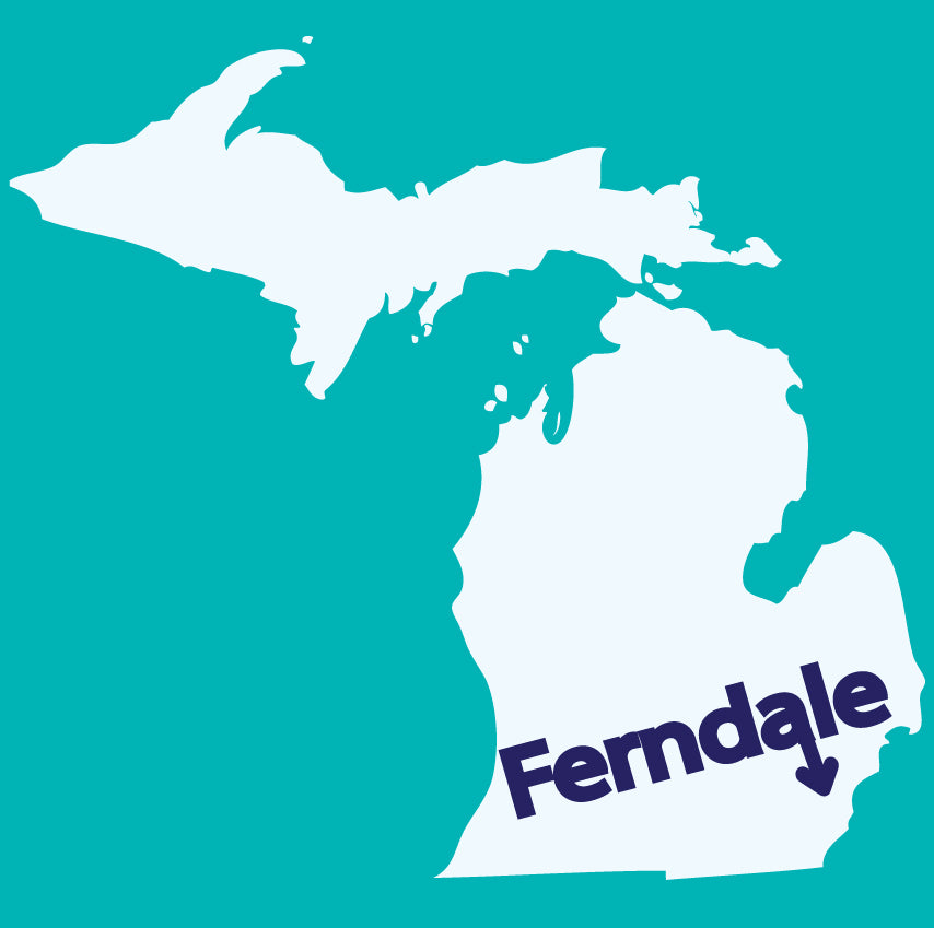 Ferndale Arrow Blue Sticker